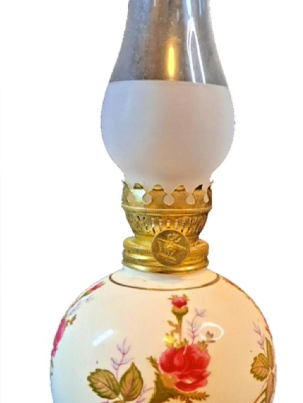 Vintage Chadwick Floral Ceramic Oil Lamp - Japan Circa - 1950-1960